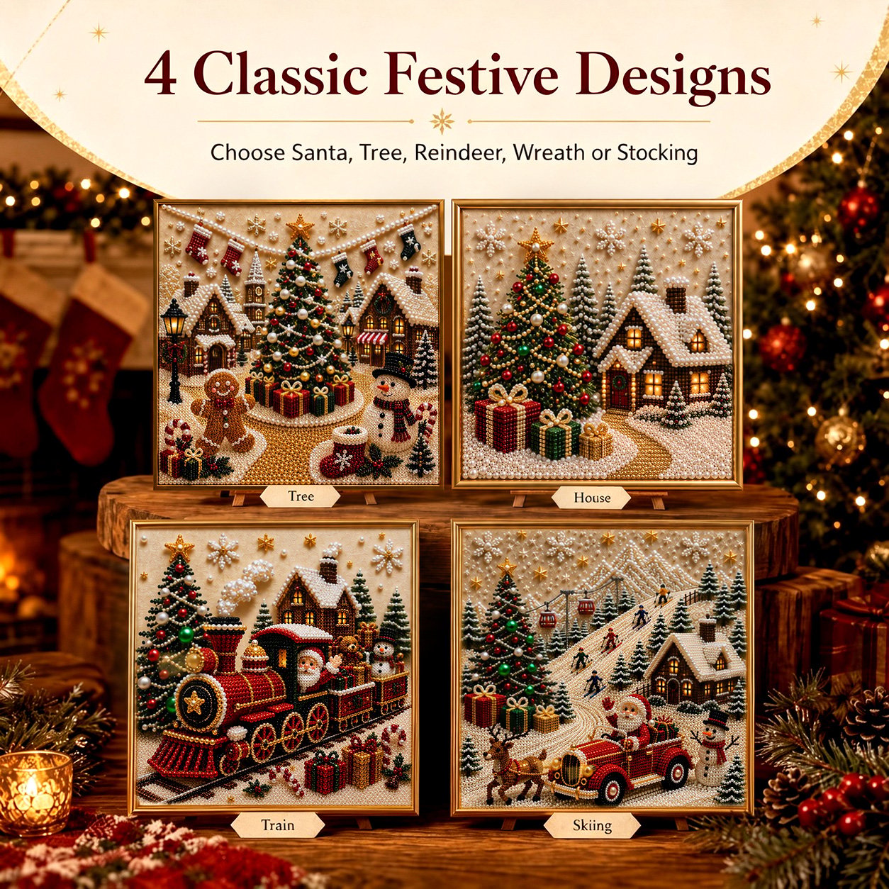 🧘Relaxing & Beginner-Friendly - 🎨💎DIY Christmas Pearl Diamond Painting Art Kit With Frame