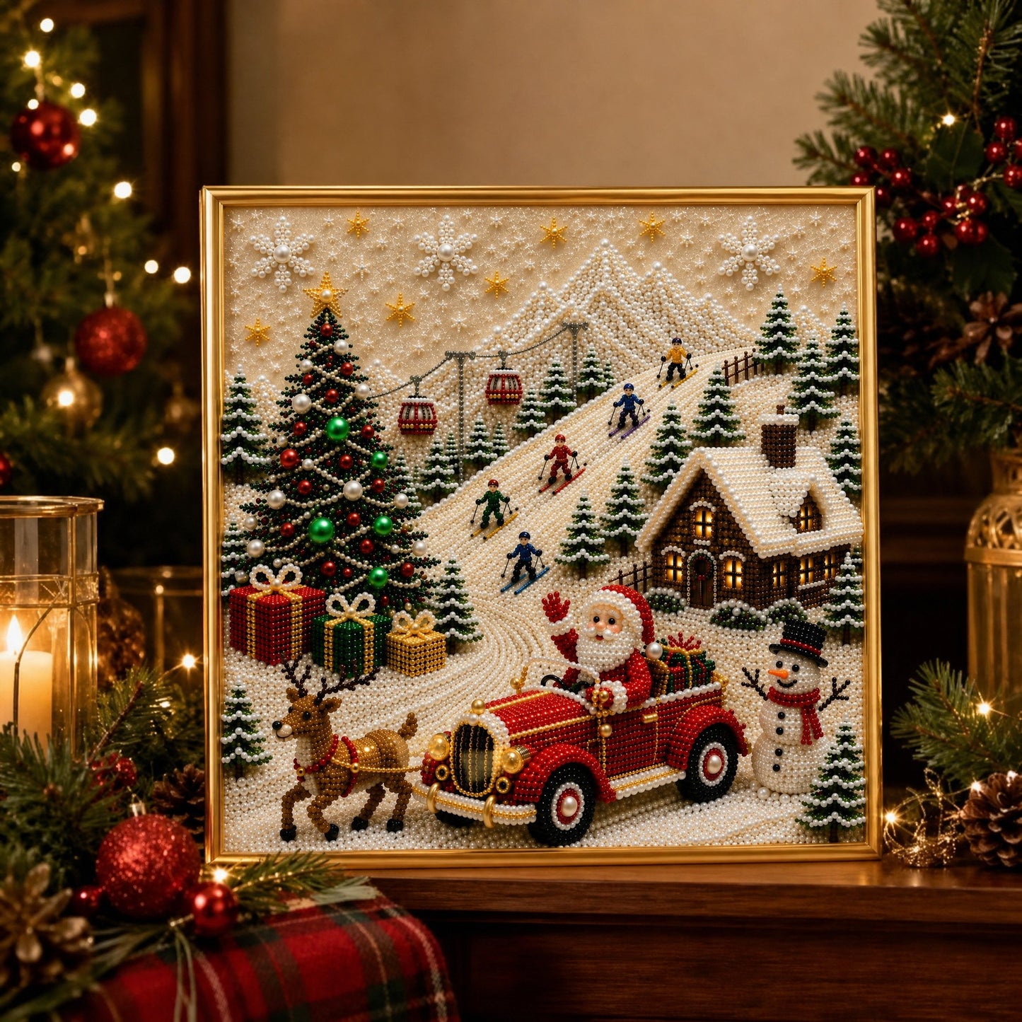 🧘Relaxing & Beginner-Friendly - 🎨💎DIY Christmas Pearl Diamond Painting Art Kit With Frame