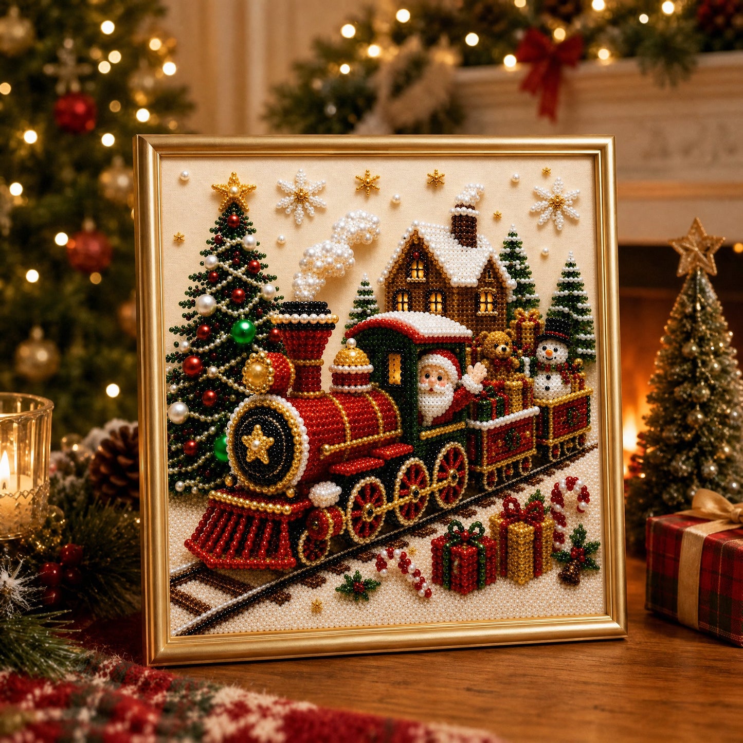 🧘Relaxing & Beginner-Friendly - 🎨💎DIY Christmas Pearl Diamond Painting Art Kit With Frame