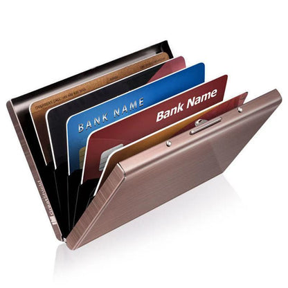 💳🔒 Slim RFID-Blocking Stainless Steel Card Holder – 6/10 Card Organizer