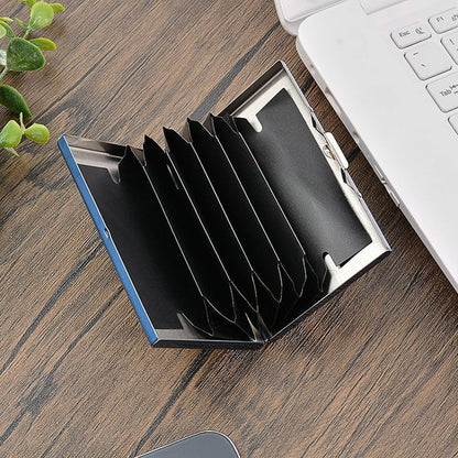 💳🔒 Slim RFID-Blocking Stainless Steel Card Holder – 6/10 Card Organizer