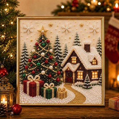 🧘Relaxing & Beginner-Friendly - 🎨💎DIY Christmas Pearl Diamond Painting Art Kit With Frame