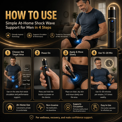 Advanced Acoustic Shockwave Therapy restores penile tissue health to enhance rise rigidity, stamina, and male performance confidence, relieving muscle pain, joint stiffness, tendon discomfort📈